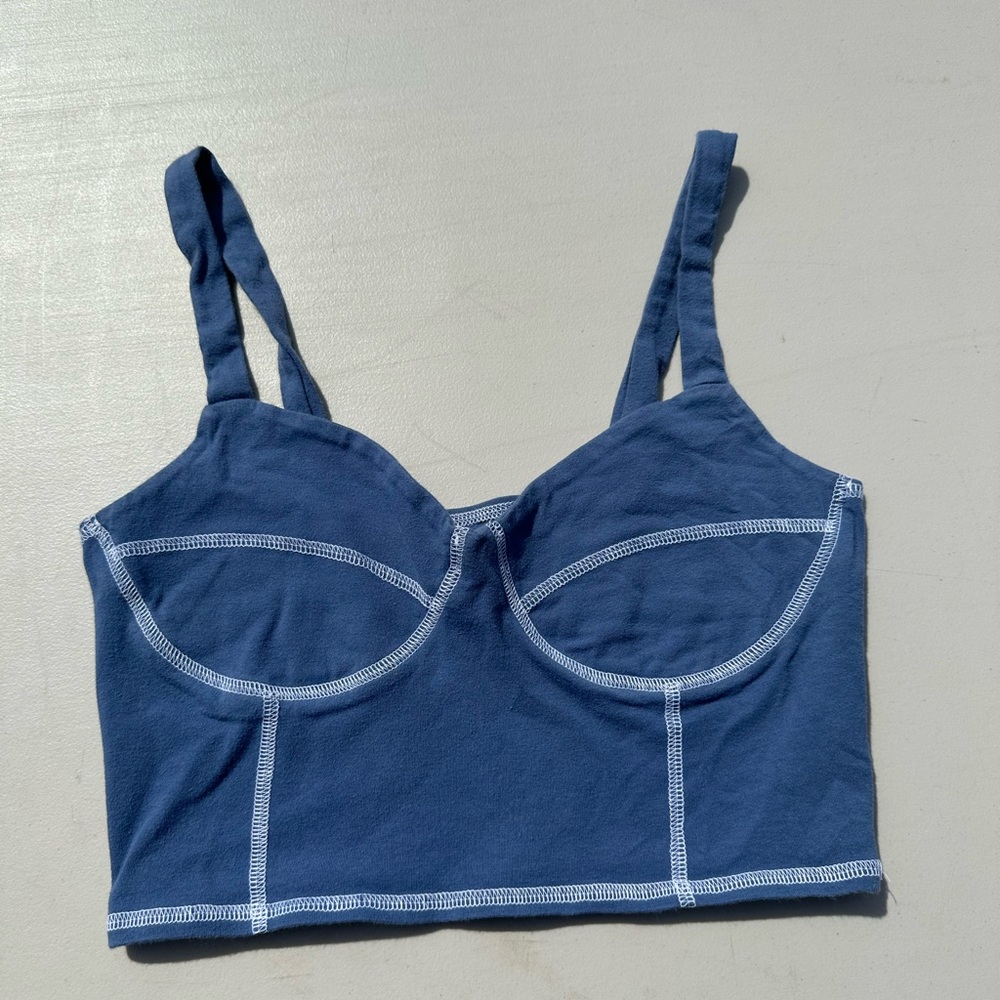pacsun blue with white crop top